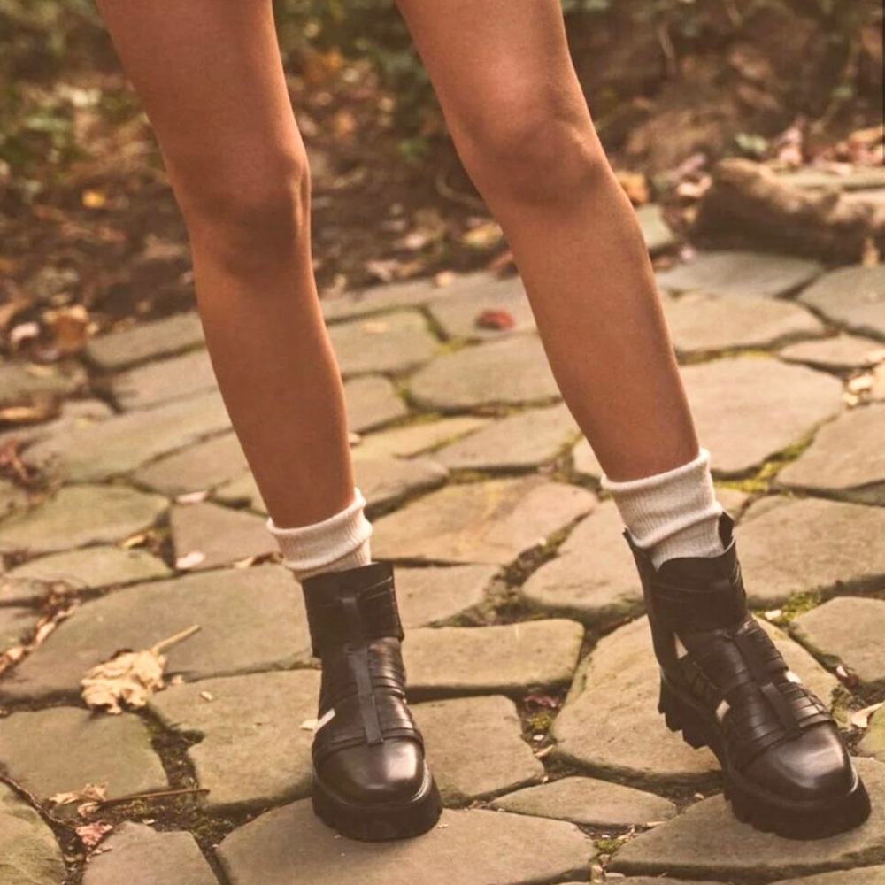 Free People Hydra Huarache Lug leather black caged boots - Picture 2 of 14